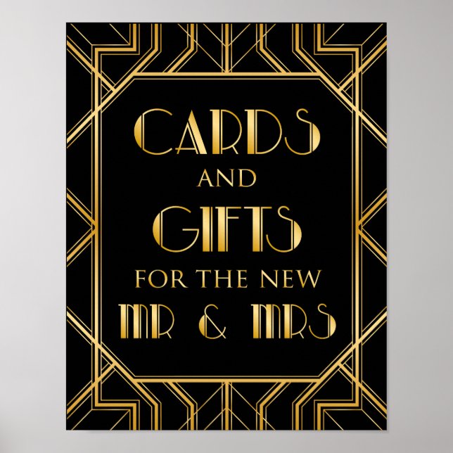 Poster Panneau Mariage Cartes et Cadeaux | Gatsby Art Déc (Devant)