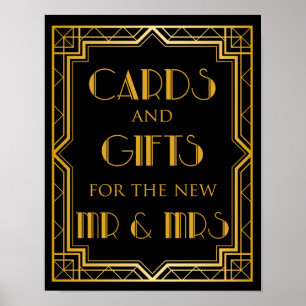 Poster Panneau Mariage Cartes et Cadeaux   Gatsby Art Déc