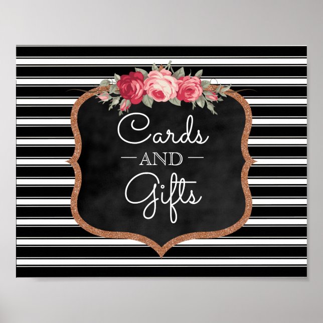 Poster Panneau Mariage Cartes et Cadeaux | Roses de table (Devant)