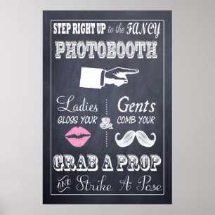 Poster Panneau Mariage Chalkboard Fancy Photobooth 20" x 