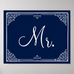 Poster Panneau mariage Chalkboard M. mrs vintage