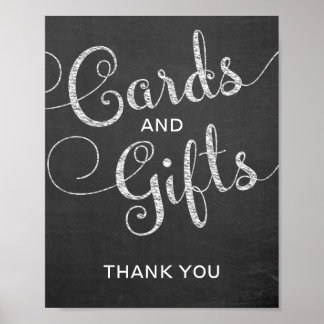 Poster Panneau Mariage Chalkboard Style Cartes et Cadeaux