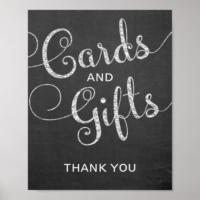 Poster Panneau Mariage Chalkboard Style Cartes et Cadeaux (Devant)