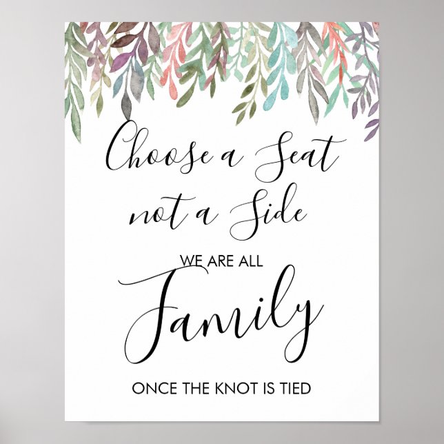 Poster Panneau mariage - Choisissez Un Siège Vert (Devant)