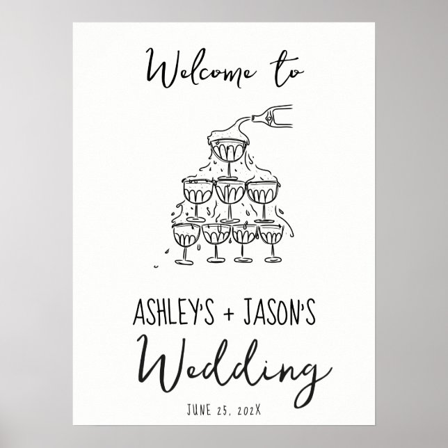 Poster Panneau mariage d'accueil de la tour de champagne  (Devant)