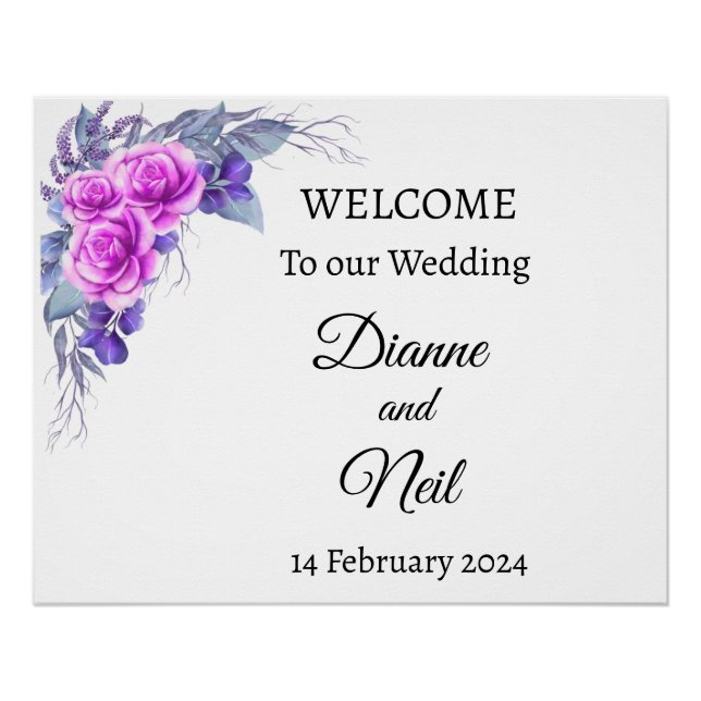 Poster Panneau Mariage d'accueil de l'aquarelle personnal (Devant)