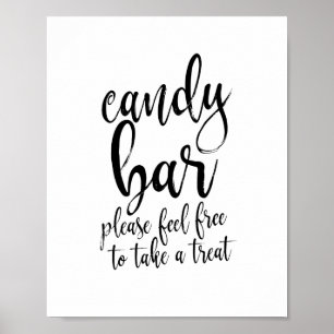 Poster Panneau Mariage de barre de bonbons noir et blanc 