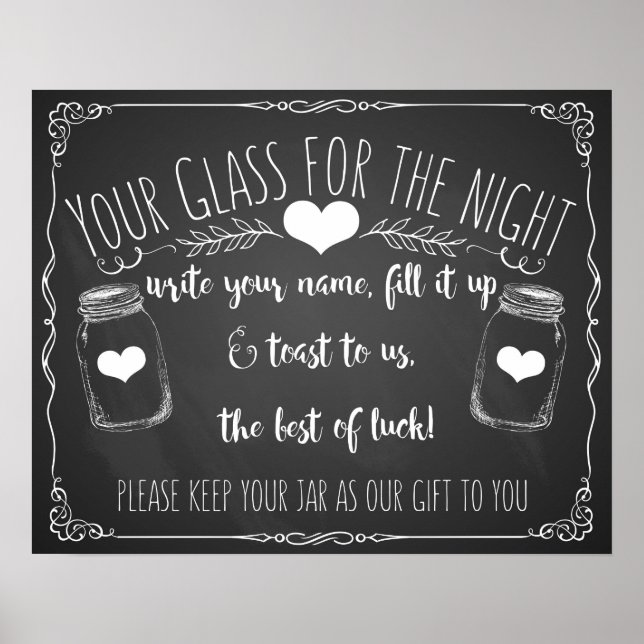 Poster Panneau mariage de barre de pot Mason (Devant)