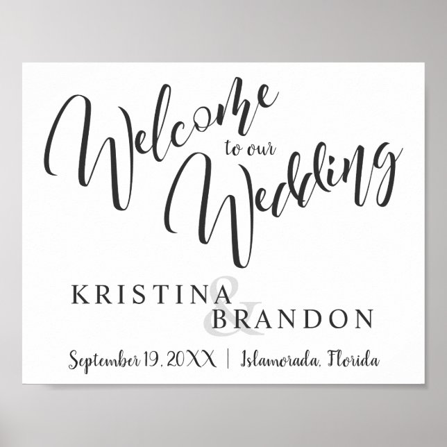 Poster Panneau Mariage de bienvenue avec lettres asymétri (Devant)