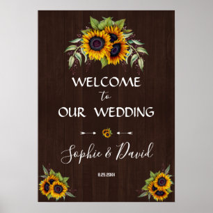 Poster Panneau Mariage de bienvenue des fleurs de soleil 