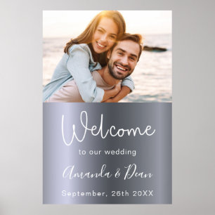 Poster Panneau mariage de bienvenue en argent