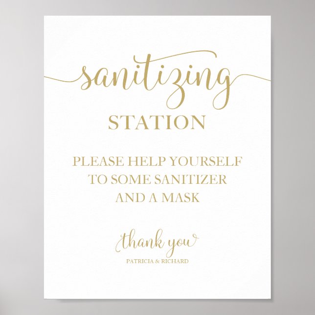 Poster Panneau Mariage de calligraphie chic de la station (Devant)