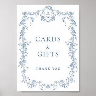 Poster Panneau Mariage de cartes et cadeaux bleu Dusty