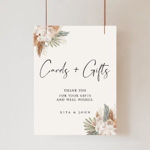 Poster Panneau Mariage de cartes et cadeaux floraux Boho