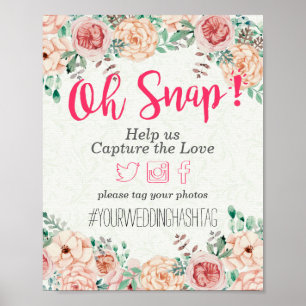 Poster Panneau Mariage de Hashtag Oh Snap