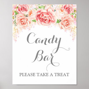 Poster Panneau Mariage de la barre de bonbons - Aquarelle