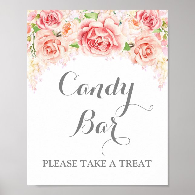Poster Panneau Mariage de la barre de bonbons - Aquarelle (Devant)