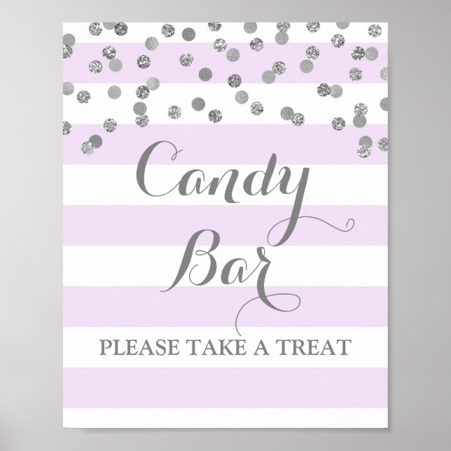 Poster Panneau Mariage de la barre de bonbons - Argent à  (Devant)
