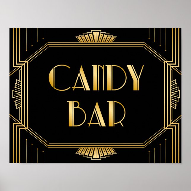 Poster Panneau Mariage de la barre de bonbons | Gatsby Ar (Devant)