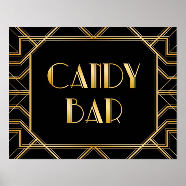 Poster Panneau Mariage de la barre de bonbons | Gatsby Ar (Devant)