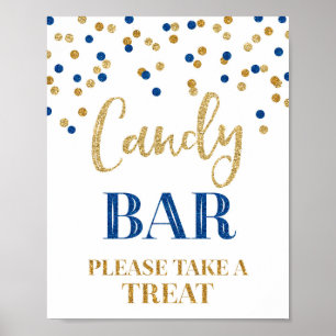Poster Panneau Mariage de la barre de bonbons or Marine b