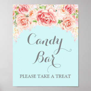 Poster Panneau Mariage de la barre de bonbons Pink Aquare