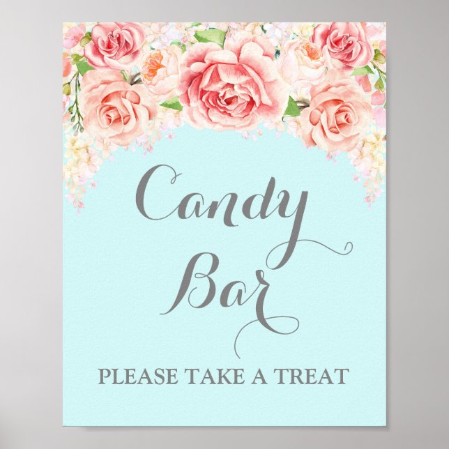Poster Panneau Mariage de la barre de bonbons Pink Aquare (Devant)