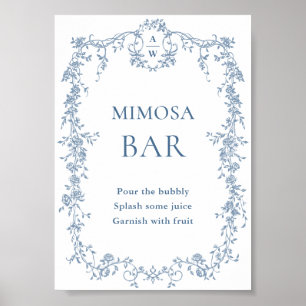Poster Panneau Mariage de la barre de Mimosa Bleu Dusty