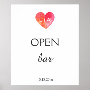 Poster Panneau Mariage de la barre ouvert ou personnalisé