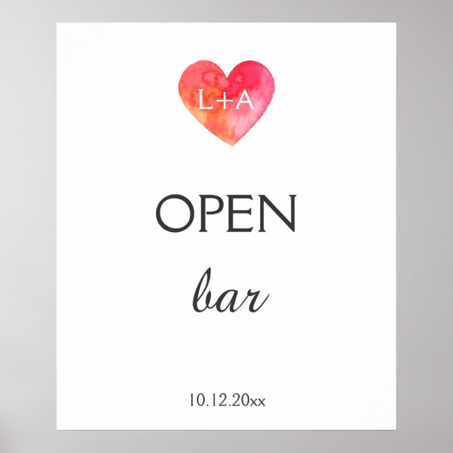 Poster Panneau Mariage de la barre ouvert ou personnalisé (Devant)