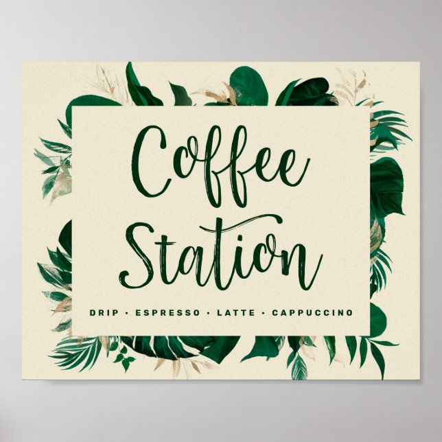 Poster Panneau Mariage de la station de café Feuille Bold (Devant)