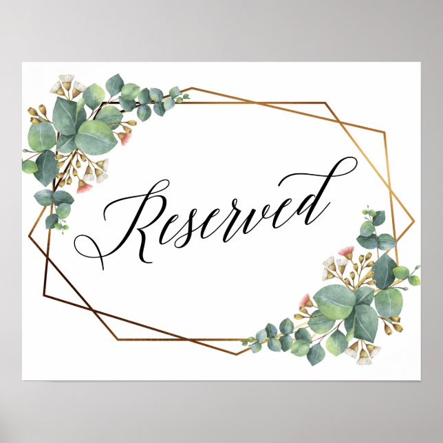 Poster Panneau Mariage de réservation Gold Frame Eucalypt (Devant)