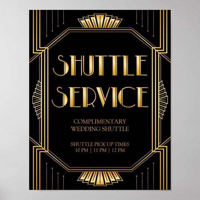 Poster Panneau Mariage de service de navette | Gatsby Art (Devant)