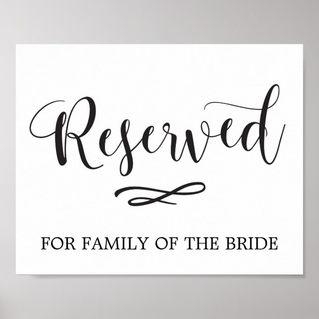 Poster Panneau Mariage de siège réservé Calligraphie simp (Devant)
