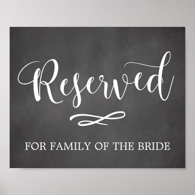 Poster Panneau Mariage de siège réservé Calligraphie simp (Devant)