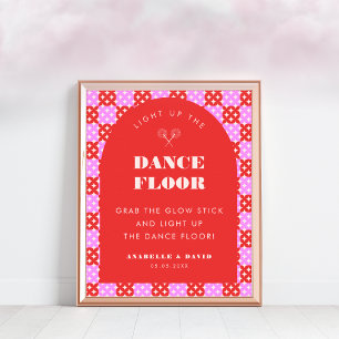 Poster Panneau Mariage de sol de danse rouge rose du mili