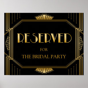 Poster Panneau Mariage de table réservée   Gatsby Art Déc