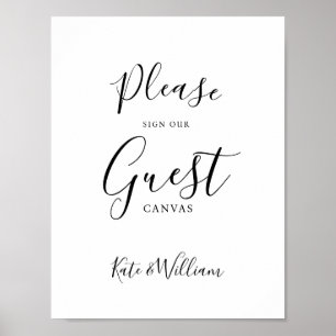Poster Panneau mariage de toile d'invité moderne