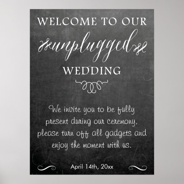 Poster Panneau mariage débranché Chalkboard (Devant)