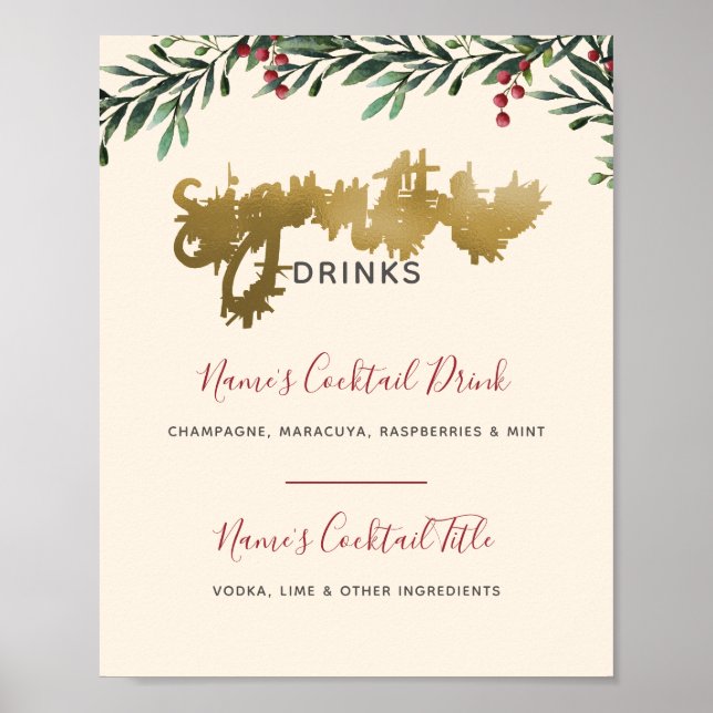 Poster Panneau Mariage des boissons signature des baies d (Devant)