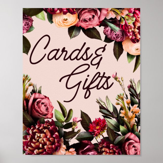 Poster Panneau Mariage des cartes et cadeaux floraux (Devant)