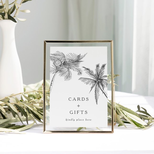 Poster Panneau Mariage des petites cartes tropicales mode (An elegant and fully customizable cards and gifts sign!)