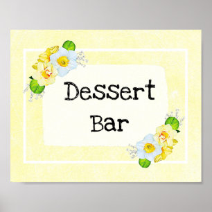 Poster Panneau mariage Dessert Bar Fleuri Jaune