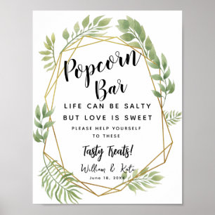 Poster Panneau mariage du bar Popcorn vert cristal