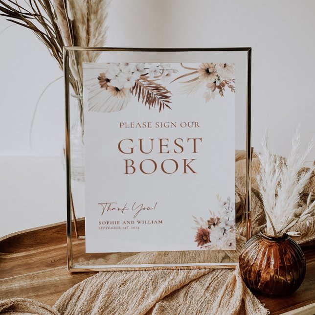 Poster Panneau Mariage du livre d'hôtes Boho Pampas Terra (Créateur téléchargé)