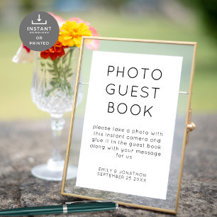 Poster Panneau Mariage du livre d'invité photo imprimable