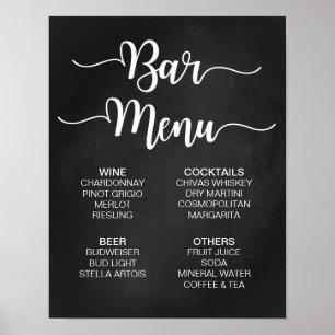 Poster Panneau Mariage du menu barre Calligraphie moder