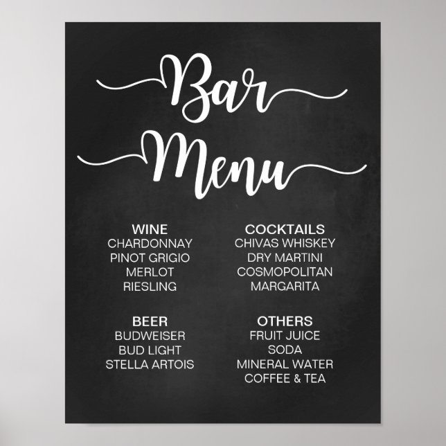 Poster Panneau Mariage du menu barre | Calligraphie moder (Devant)