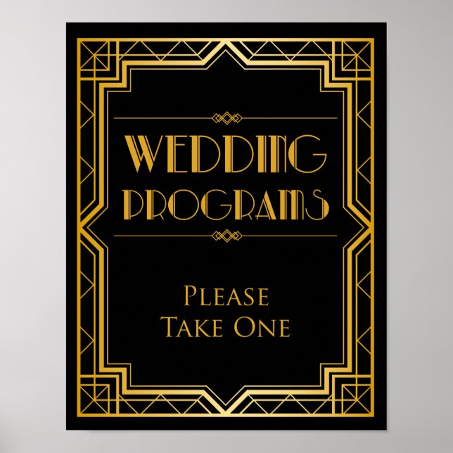 Poster Panneau Mariage du programme de mariage | Gatsby A (Devant)