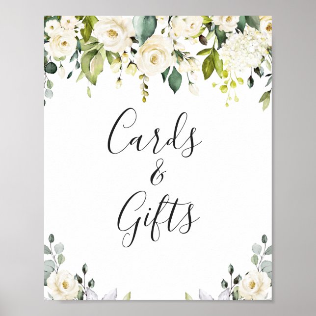 Poster Panneau Mariage Élégant Eucalyptus Cartes et Cadea (Devant)